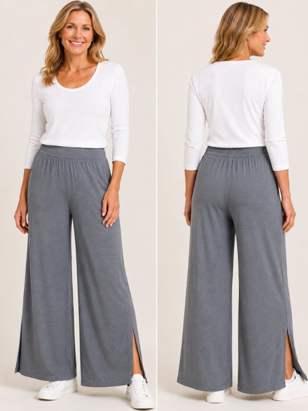 NWT $148 Eileen Fisher Stretch Jersey Knit Pants – Ash – Size 1X